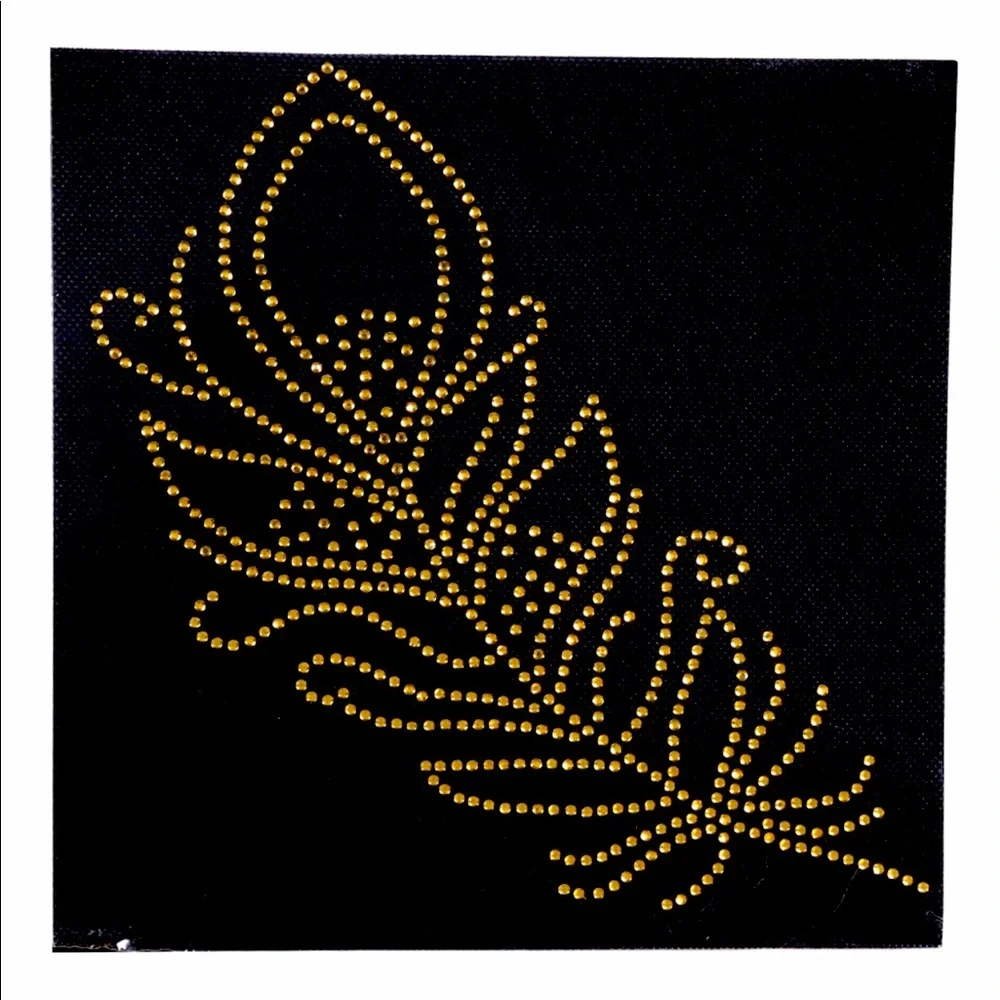 Crafter’s Square Golden Peacock Feather Iron-On Rhinestone Patch $FIRM